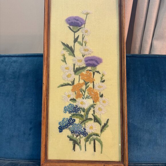 Handstitched Wall Art (Flowers) - Picture 1 of 6